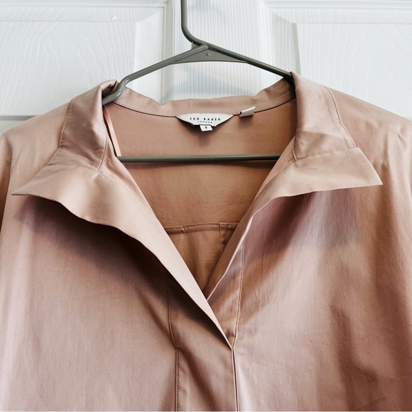 Ted Baker Avereye Rose Light Pink Blouse Batwing Popover Size 12/14 - Picture 10 of 11